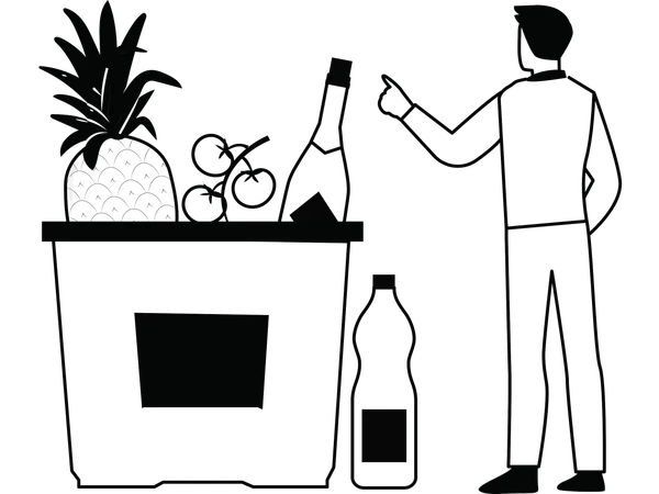 Boy doing grocery festival  Illustration