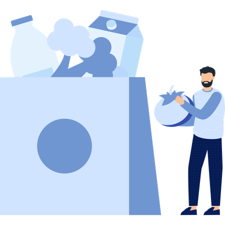 Boy doing grocery shopping  Illustration