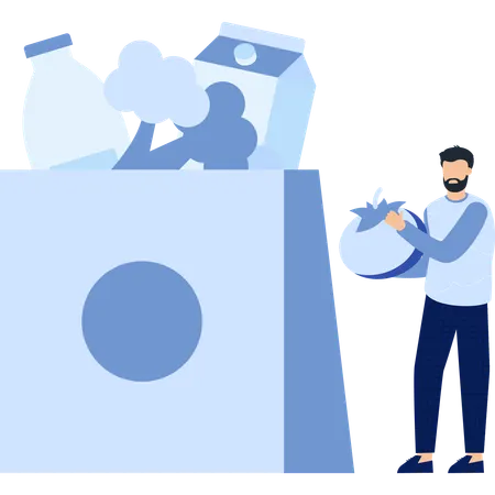 Boy doing grocery shopping  Illustration