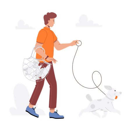 Boy doing grocery shopping  Illustration