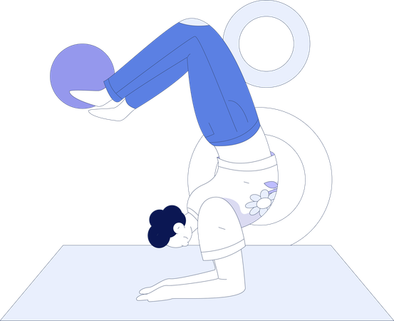 Boy doing hand stand  Illustration