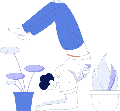 Boy doing hand stand  Illustration