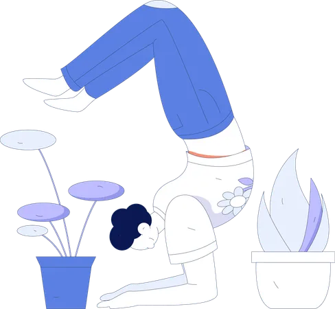 Boy doing hand stand  Illustration