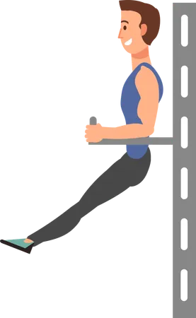 Boy doing hanging leg raise  Illustration