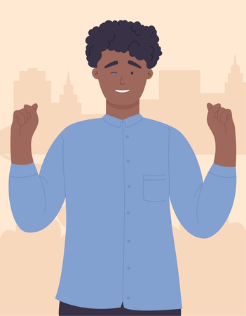 Boy doing happy gesture  Illustration