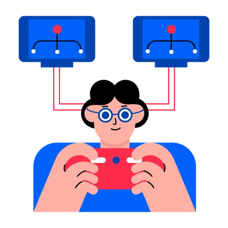 Boy doing haptic gaming  Illustration