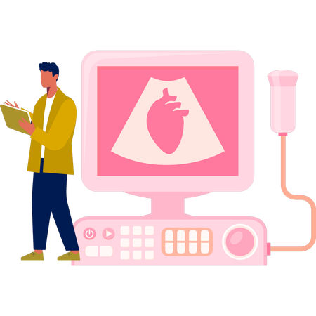 Boy doing heart ECG  Illustration