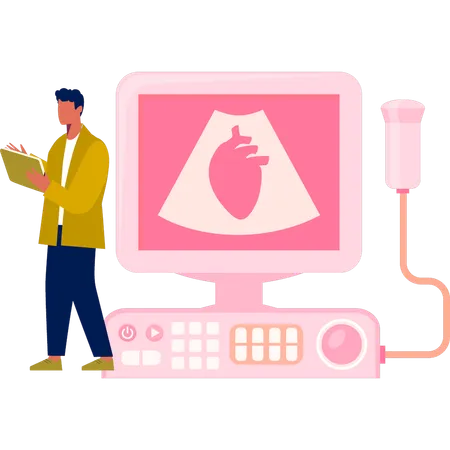 Boy doing heart ECG  Illustration