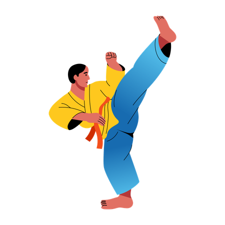 Boy doing high kick  Illustration