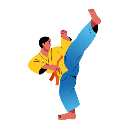 Boy doing high kick  Illustration