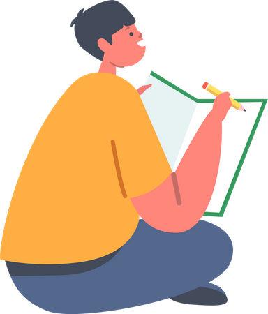 Boy doing homework Illustration