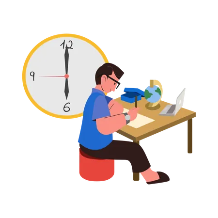 Boy doing homework  Illustration