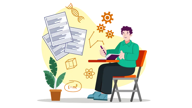 Boy doing homework  Illustration