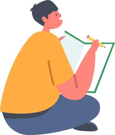 Boy doing homework  Illustration