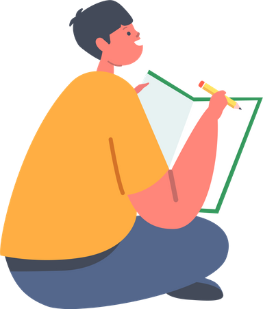 Boy doing homework  Illustration