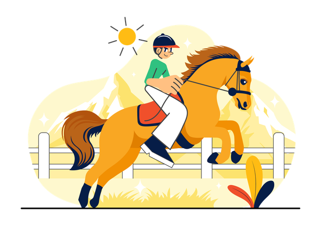 Boy doing horse Riding Practice  Illustration