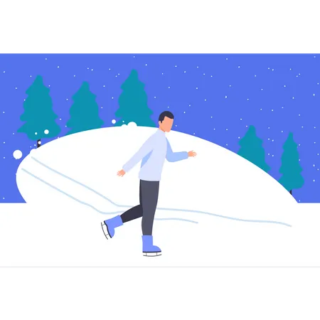 Boy doing ice skating  Illustration