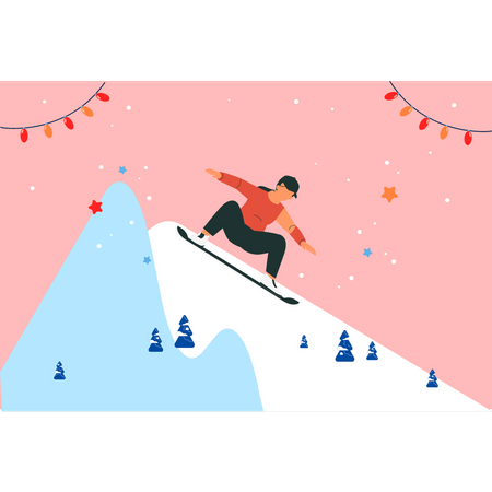 Boy doing ice skating  Illustration