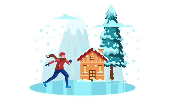 Boy doing ice skating  Illustration