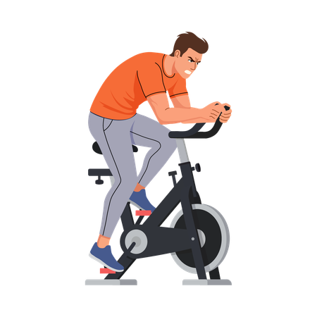 Boy doing Indoor Cycling  Illustration