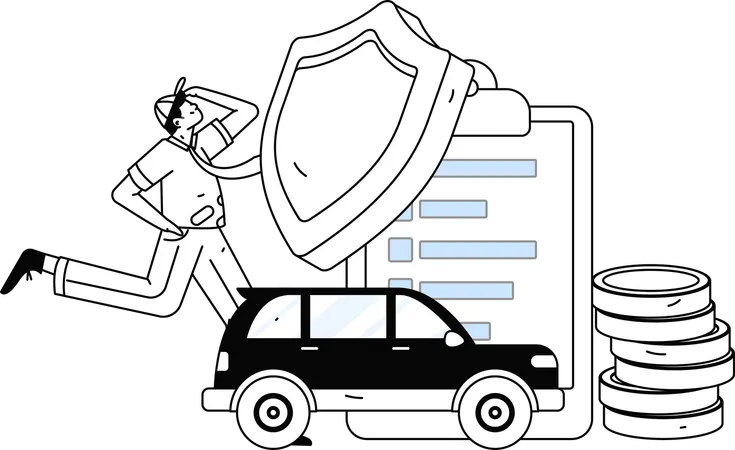 Boy doing insurance payment by cash  Illustration