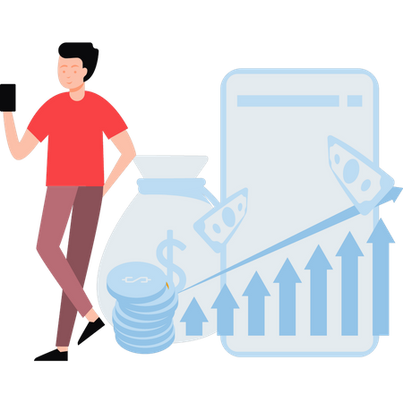 Boy doing investment analysis  Illustration