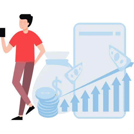 Boy doing investment analysis  Illustration