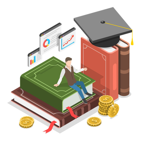 Boy doing investment in education  Illustration