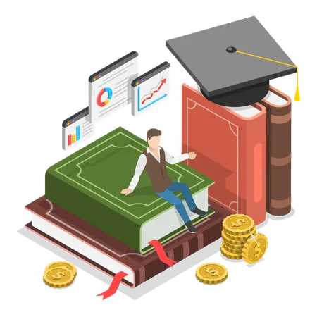 Boy doing investment in education  Illustration