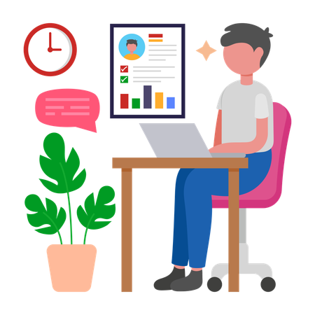 Boy doing Job Analysis  Illustration