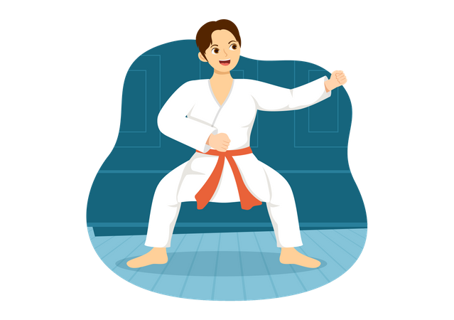 Boy doing  judo  Illustration