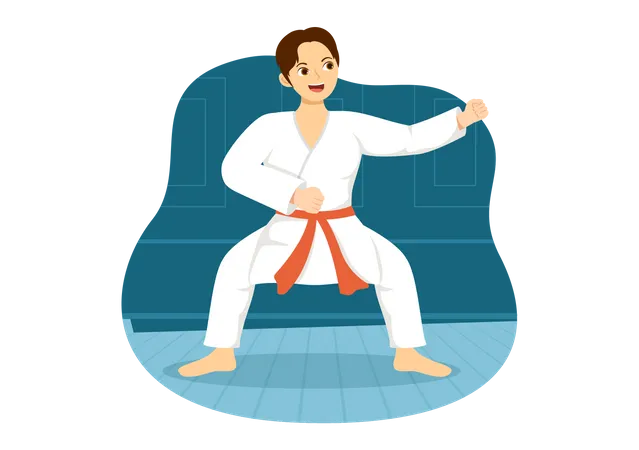 Boy doing  judo  Illustration