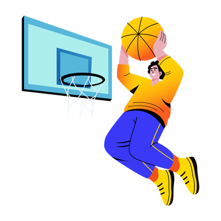 Boy doing jump shot  Illustration
