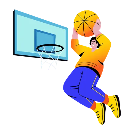 Boy doing jump shot  Illustration