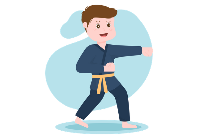 Boy doing karate Illustration