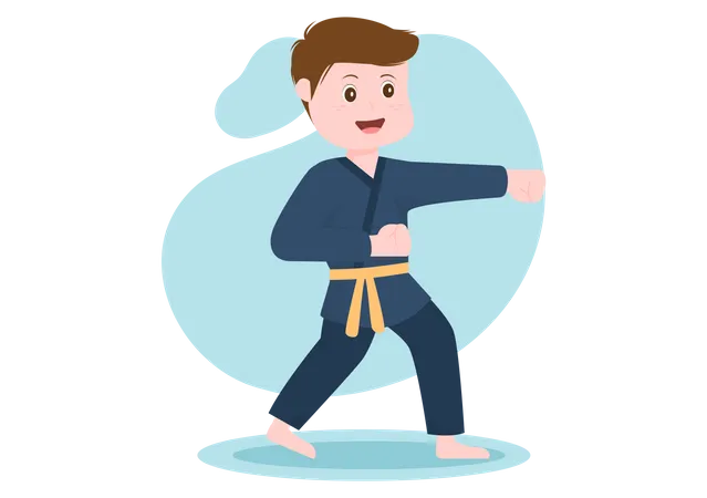 Boy doing karate Illustration