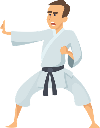 Boy Doing Karate Illustration