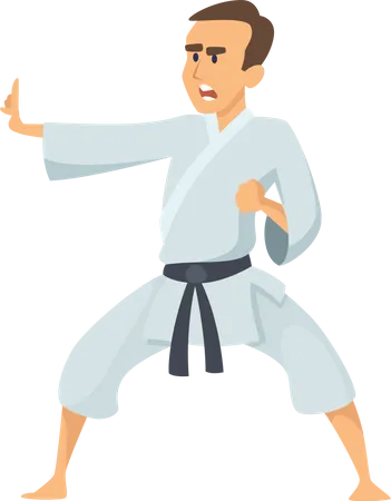Boy Doing Karate Illustration