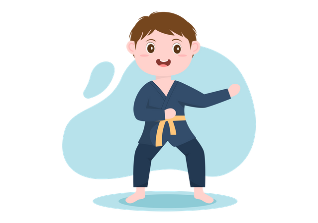 Boy doing Karate Martial Arts Illustration