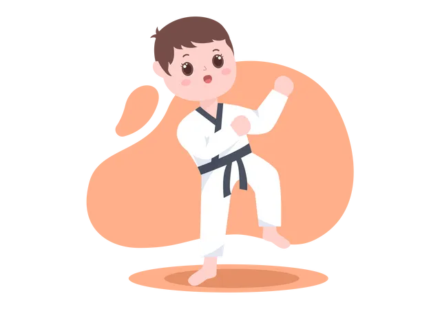 Boy doing karate practice Illustration
