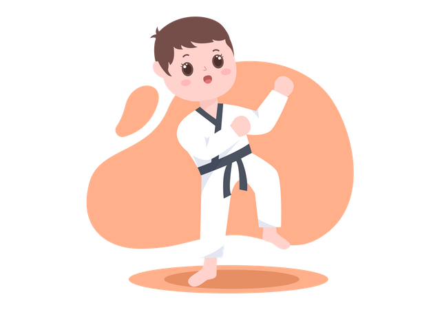 Boy doing karate practice  Illustration