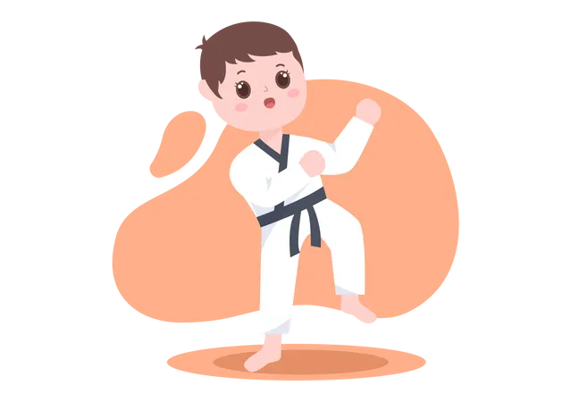 Boy doing karate practice  Illustration