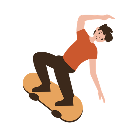 Boy doing Kick flip skateboard  Illustration