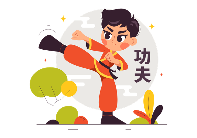 Boy doing Kung Fu  Illustration