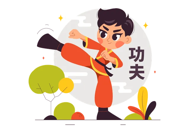 Boy doing Kung Fu  Illustration