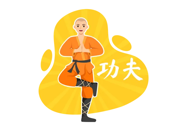 Boy doing Kung Fu  Illustration