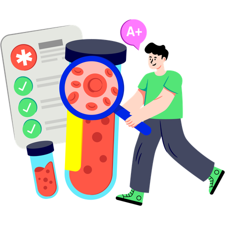 Boy doing Lab Test  Illustration