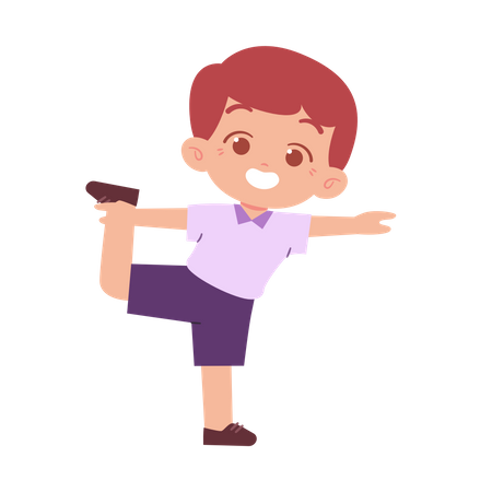 Boy Doing Leg Stretching Exercise  Illustration