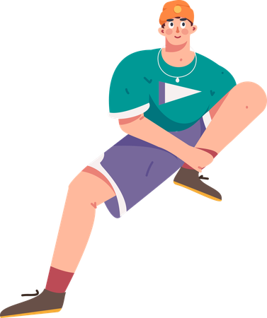 Boy doing leg stretching  Illustration