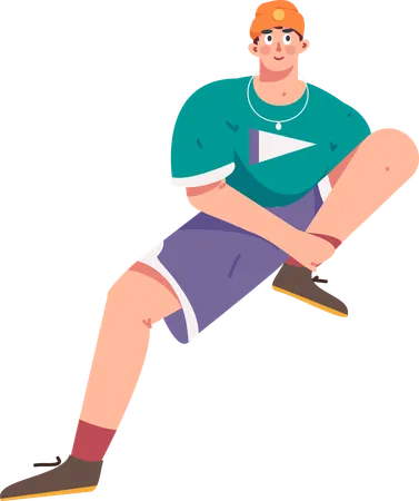 Boy doing leg stretching  Illustration